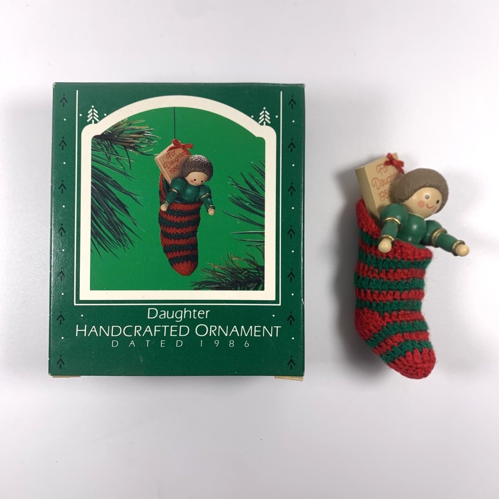 Hallmark Vintage Keepsake Ornament  DAUGHTER 1986 Doll in Stocking New Old Stock